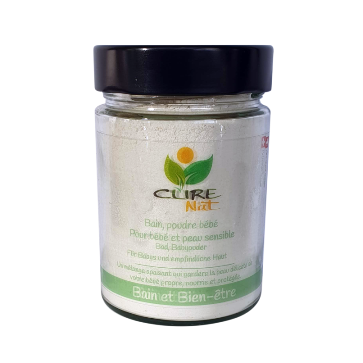 Poudre de bain ou Talc pour bébé et peau sensible (à l'argile blanche) - 150g (verre) ou 300g (recharge)  - Curenat