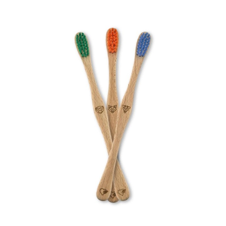 Brosse à dents KIDS (Enfants) en hêtre Suisse, Cerf bleu, Soft - 1pce - Liebwerk