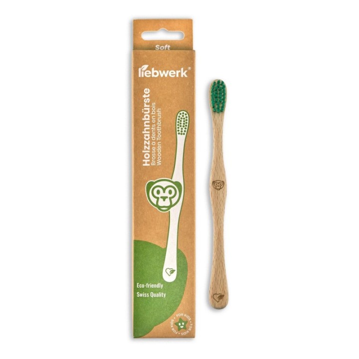 Spazzolino da denti in legno di faggio svizzero, "Conifera" Medium-Soft - 1 pezzo - Liebwerk