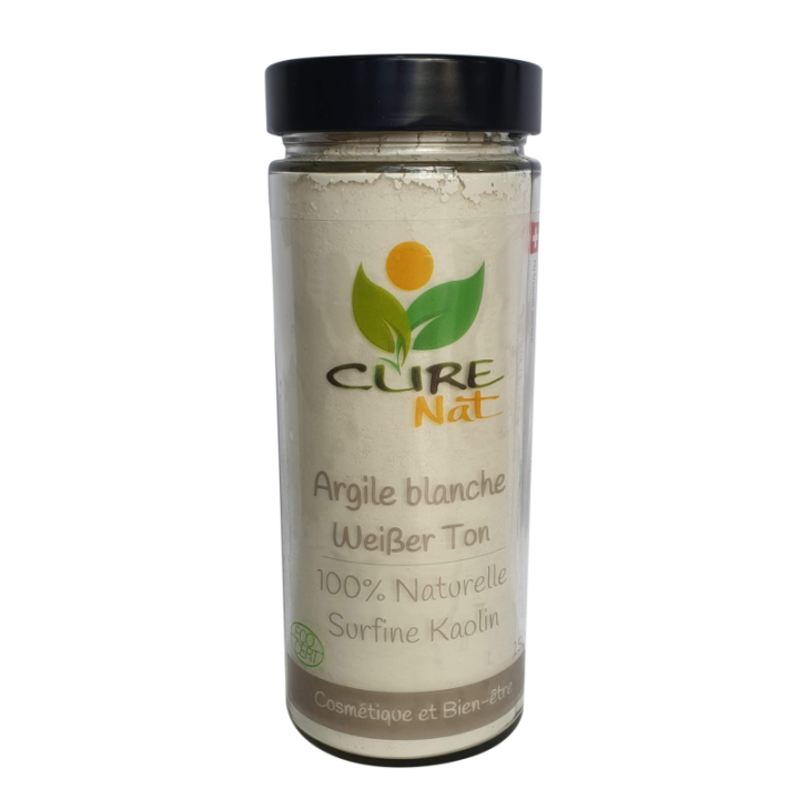 Argile Blanche (Kaolin) BIO - 250g (verre) ou 250g (recharge) - Curenat