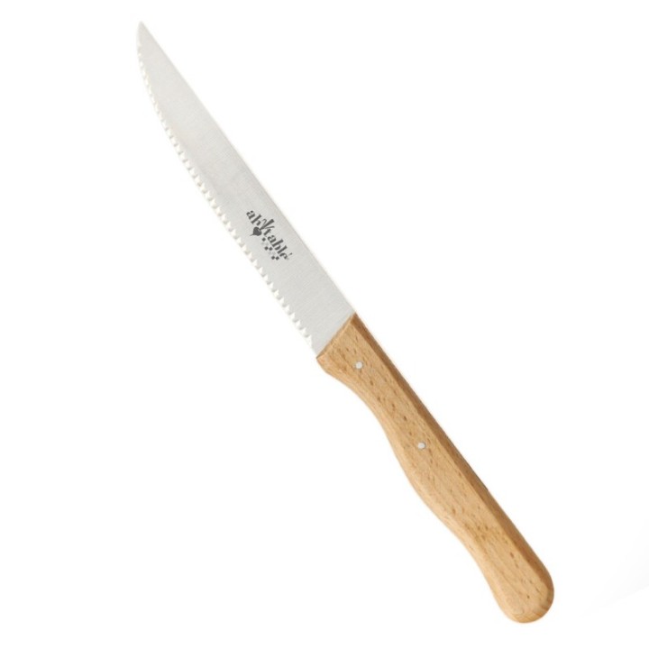 Mehrzweckmesser mit Zähnen, Buchenholz und rostfreiem Stahl - 1 Stück - Ah! Table