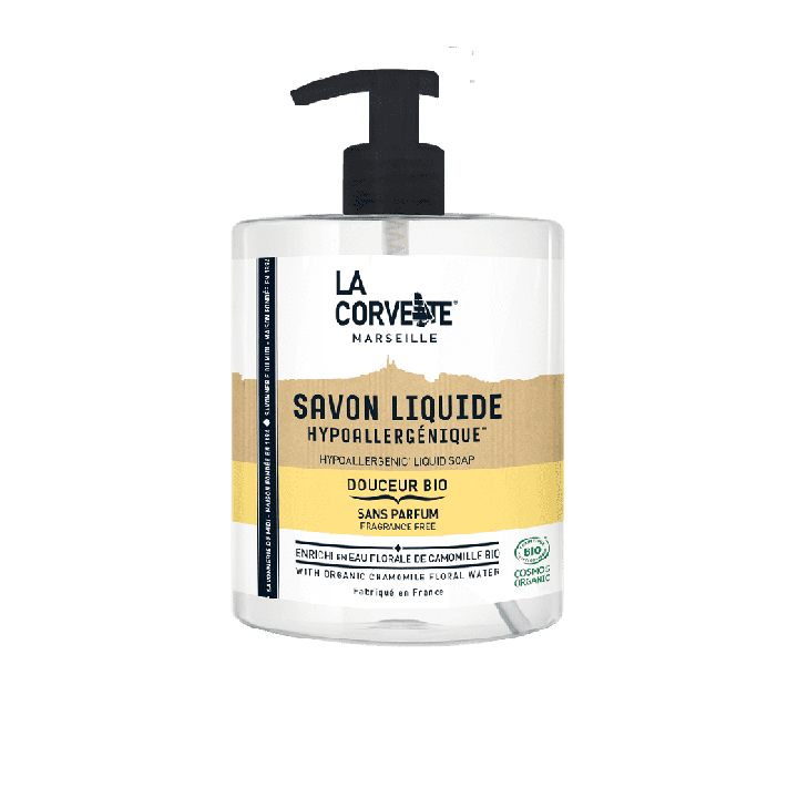 Savon liquide Hypoallergénique BIO, sans parfum - 500ml - La Corvette (Marseille)