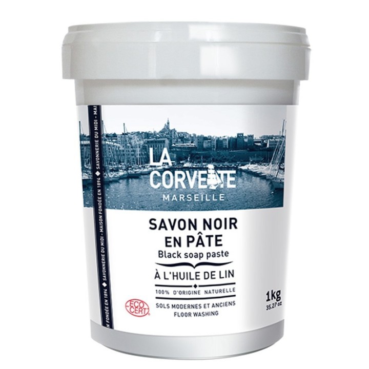 Schwarze Bio-Seifenpaste, mit Leinöl - 1kg - La Corvette (Marseille)