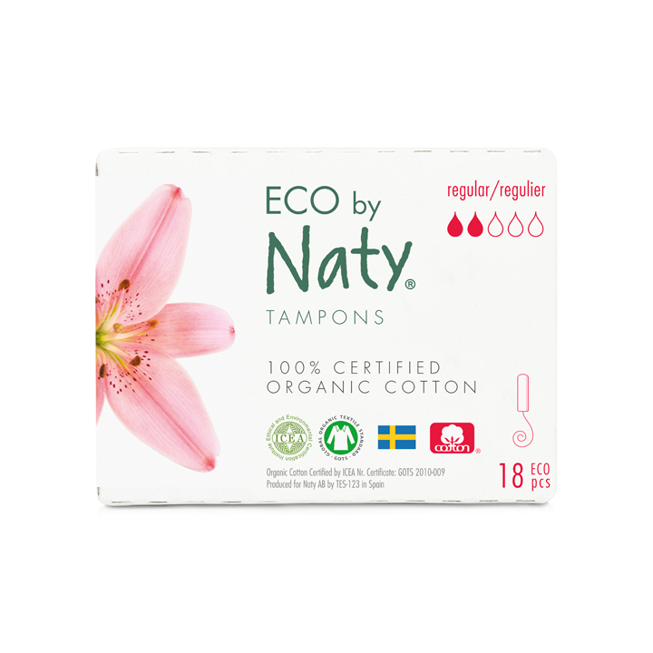 Hygienische Tampons Regular (ohne Applikator) - 18St. - Naty