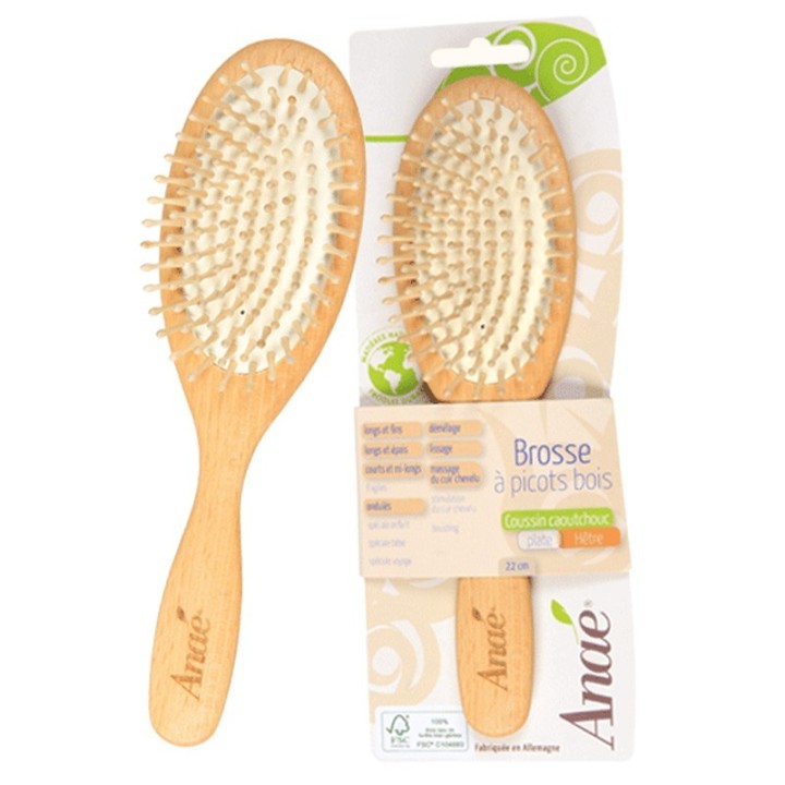 Brosse à cheveux plate à picots, en hêtre FSC - 22cm - Anaé