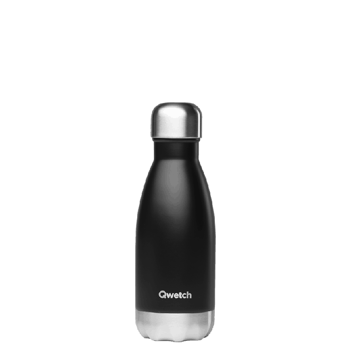 Doppelwandige isolierte Edelstahlflasche, Originale Schwarz - 260ml - Qwetch