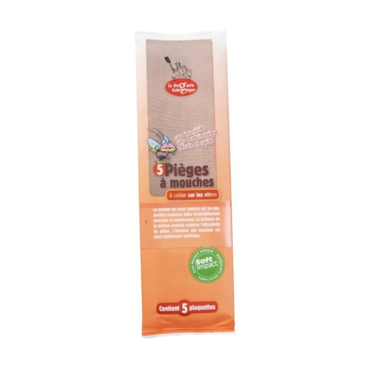Trappola per mosche naturale (Attaccare sul vetro) - 5 piastrine - La Drogheria ecologica