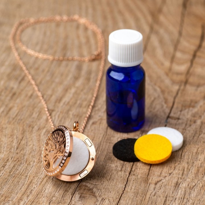 Collier à parfumer Silvaé, Couleur Or rose, avec chaine de 70cm - Innozbiz