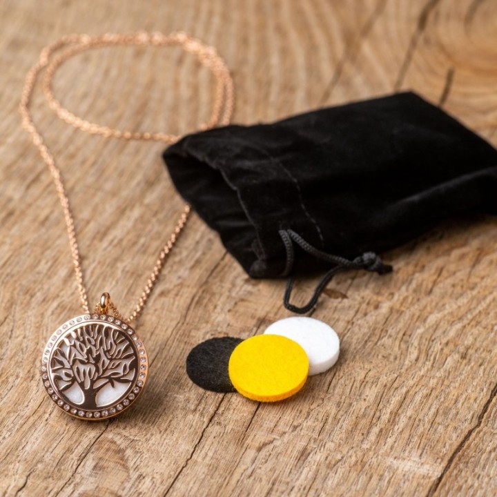 Collier à parfumer Silvaé, Couleur Or rose, avec chaine de 70cm - Innozbiz