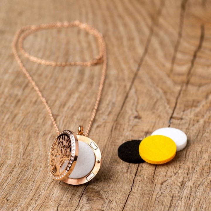 Collana profumata "Silvaé", colore oro rosa, con catena 70cm - Innozbiz