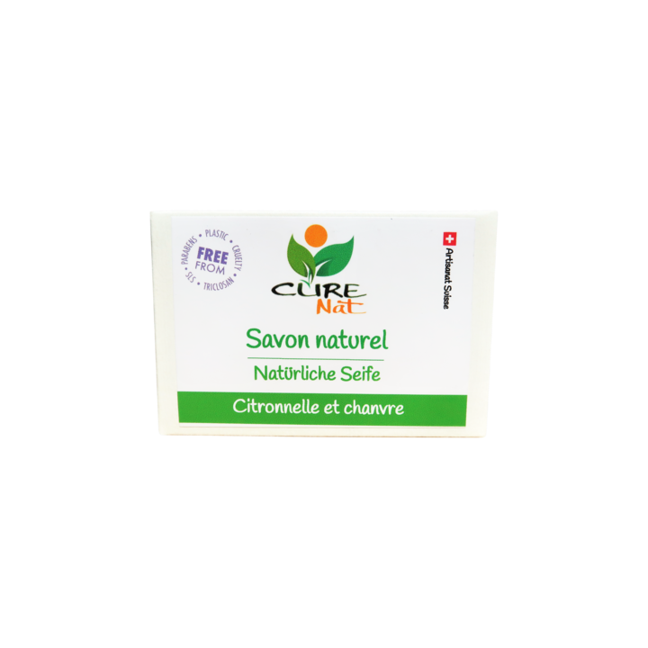 Sapone naturale svizzero artigianale, Citronella e canapa - 95g - Curenat