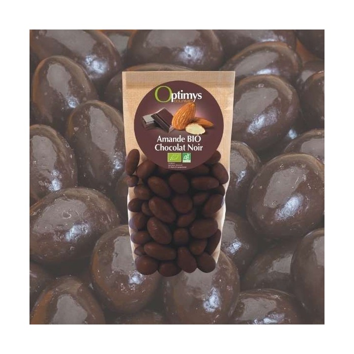 Delizia alle mandorle ricoperta di cioccolato fondente biologico - 150g - Optimys