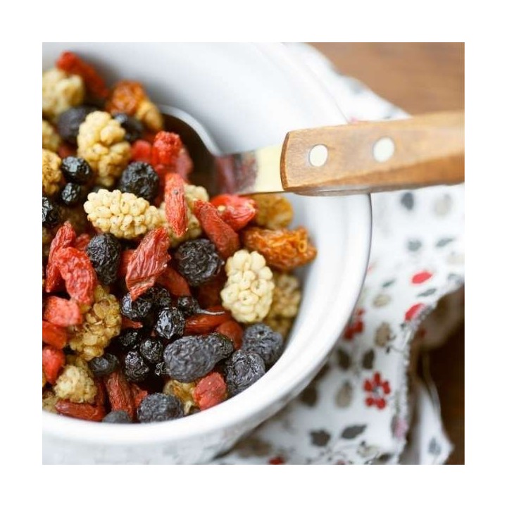 Miscela di 4 superfrutti secchi biologici, un mix ideale per uno spuntino sano - 200g - Optimys