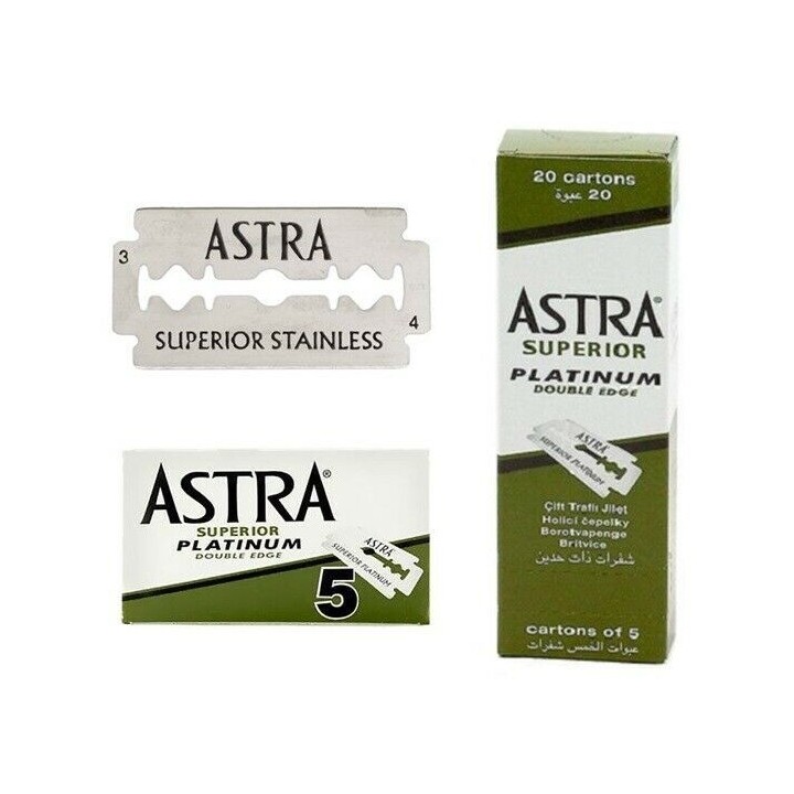 Astra "Superior Platinium"-Rasierklinge aus rostfreiem Stahl für Sicherheitsrasierer - 5 Klingen