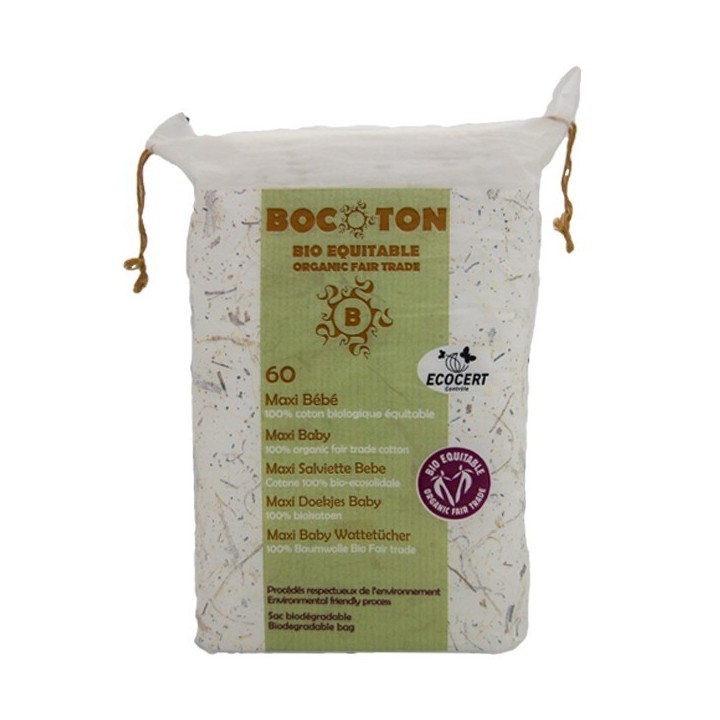 60 Maxi Salviette Bebe - Cotone 100% bio-ecosolidale