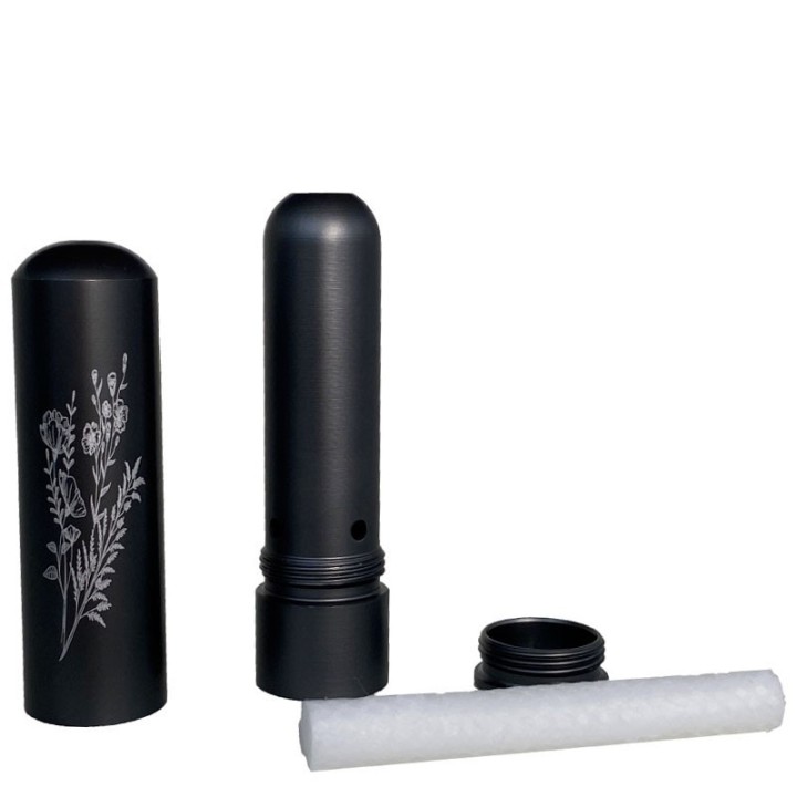 Inhalator für ätherische Öle INALIA aus Aluminium, mit Baumwolldocht, Grau - 1Stk - InnoBiz