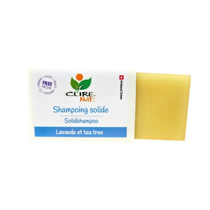 Handgefertigtes solides Shampoo, Lavendel und Teebaum - 95g - Curenat