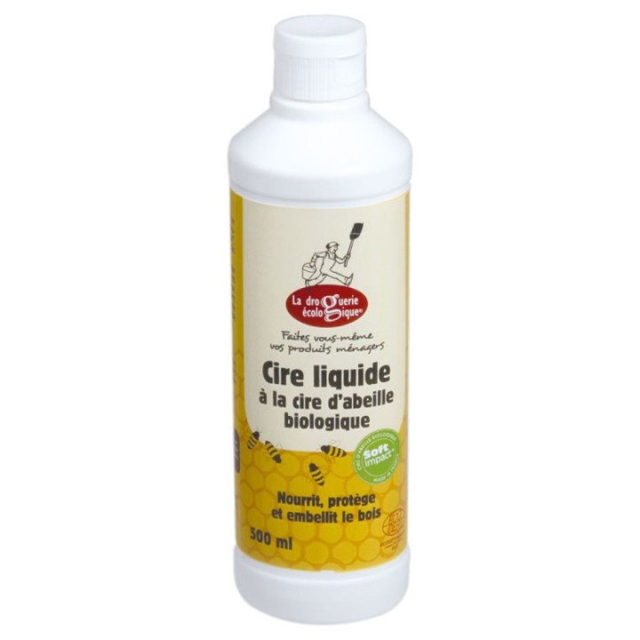 Cire liquide à la cire d’abeille BIO, nourrit, protège et embellit le bois - 500ml - La Droguerie Ecologique