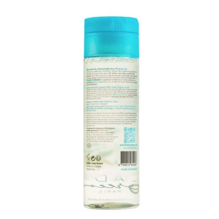 Eau micellaire démaquillante BIO - Nettoie, démaquille, apaise - 200ml - Lady Green PARIS