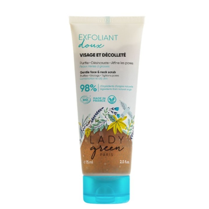 Exfoliant doux BIO - Purifie, désincruste, affine les pores - 75ml - Lady Green