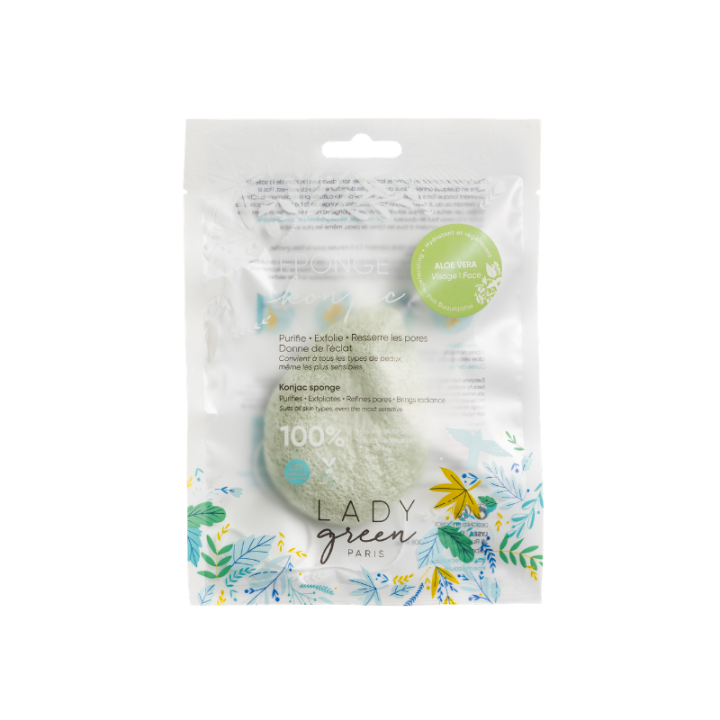Eponge de Konjac pour le visage - Aloe Vera - Lady Green