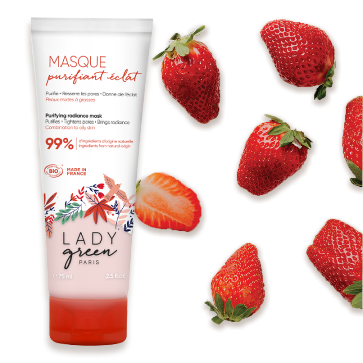 Masque purifiant éclat - Purifie, resserre les pores, donne de l'éclat - 75ml - Lady Green