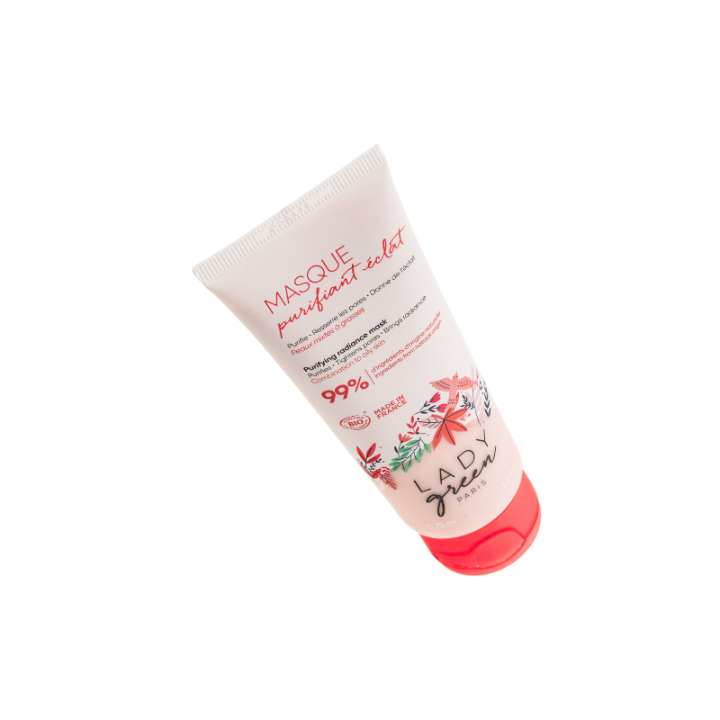 Masque purifiant éclat - Purifie, resserre les pores, donne de l'éclat - 75ml - Lady Green