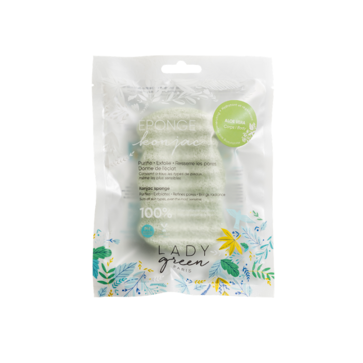 Konjak-Körperschwamm mit Aloe Vera - Reinigt, peelt und verengt die Poren - Lady Green