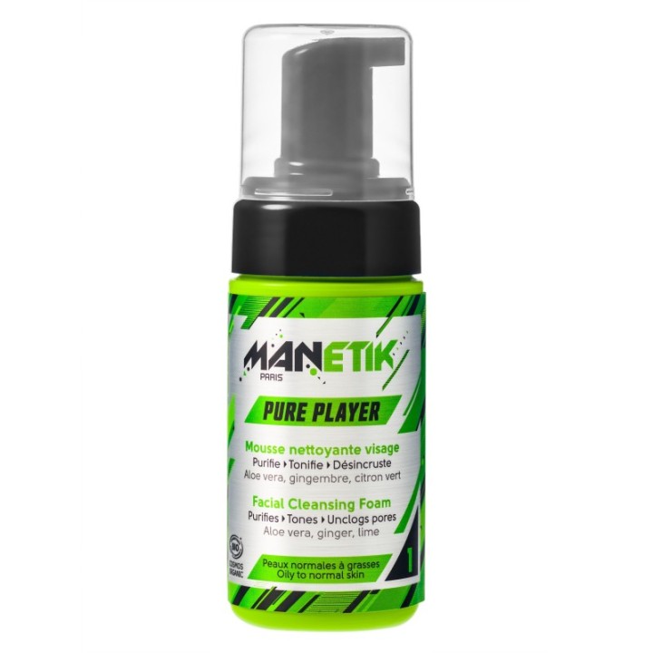 PURE PLAYER, Reinigungsschaum - Reinigt, tonisiert, scheuert - 100ml - ManEtik
