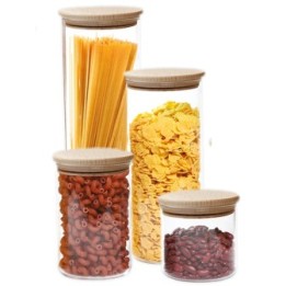 Bocal en verre borosilicate  avec bouchon en bois - MOD L - Ah Table