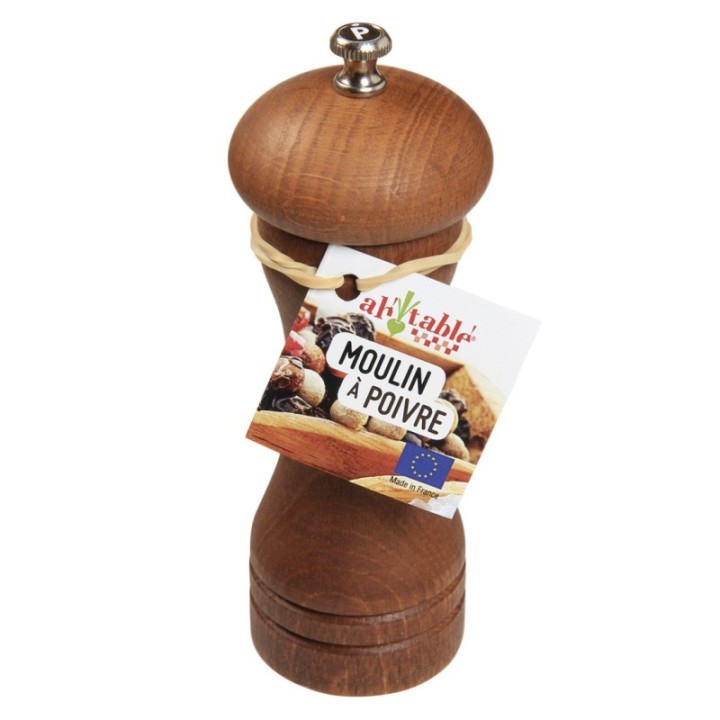 Moulin à poivre en bois de hêtre et un mécanisme en acier - 13cm - Ah Table