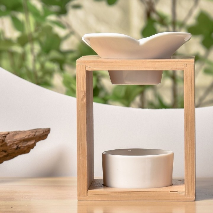 Brûle parfum à bougie en bambou, Naturéa PLUMERIA - ZEN'Arôme