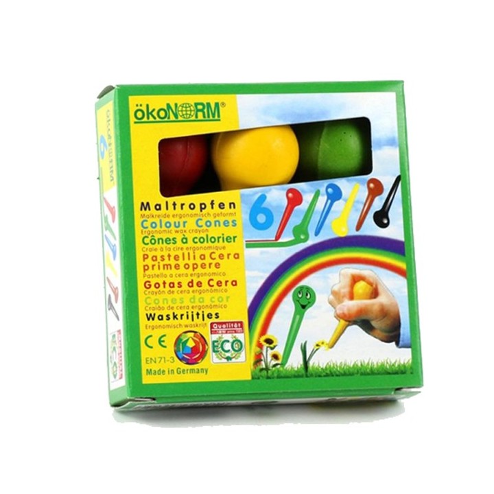 Cônes à colorier en cire écologique - 6 couleurs - ökoNORM