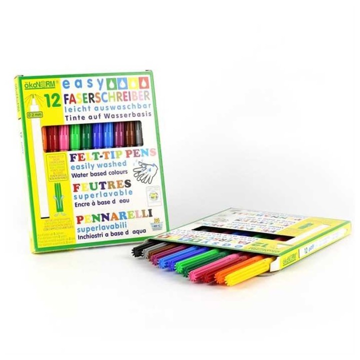 Penne con inchiostro a base d'acqua, super lavabile - 12 colori - ökoNORM