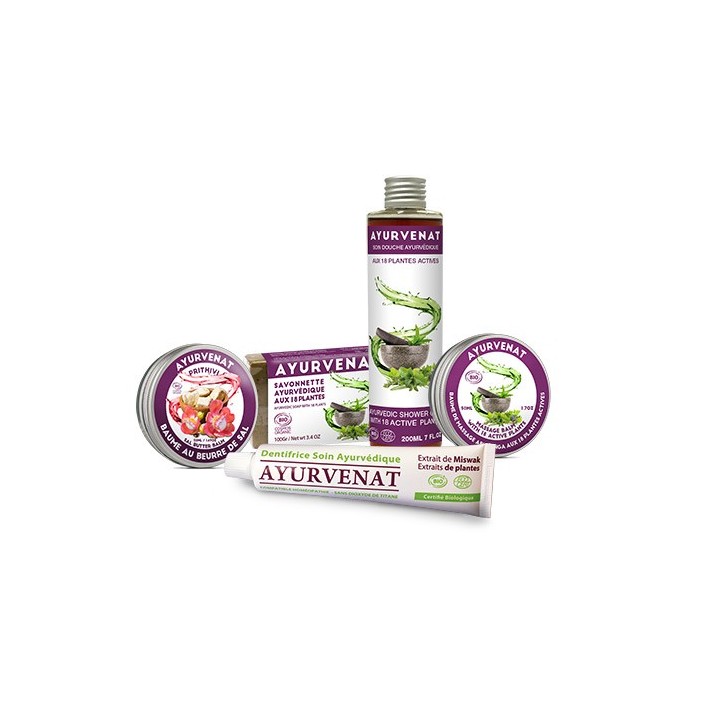 Baume de massage ayurvédique, Abhyanga, aux 18 plantes biologiques  - 50ml - Ayurvenat