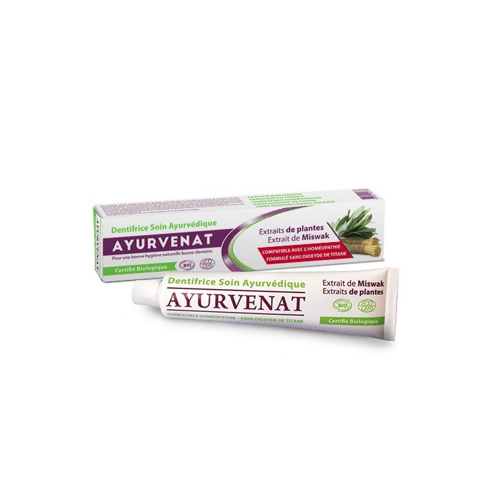 Dentifricio ayurvedico con estratto vegetale organico Miswak - 75ml - Ayurvenat