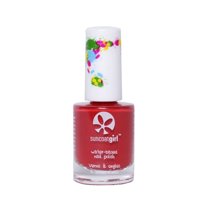 Vernis à ongles pelable pour enfants à base d'eau - Golden Sunlight, rouge avec paillettes - 9ml - SuncoatGirl