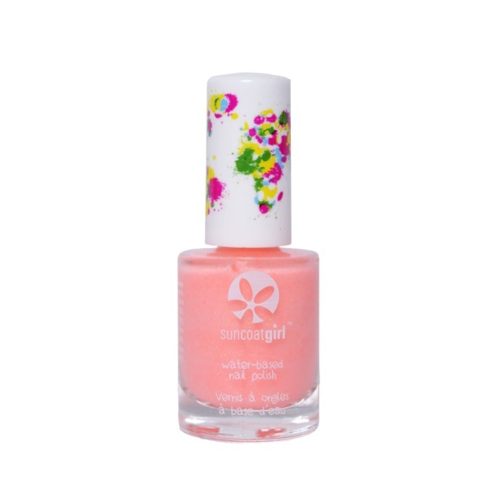 Vernis à ongles pelable pour enfants à base d'eau, Vegan - Rock Star, orange avec paillettes - 9ml - SuncoatGirl