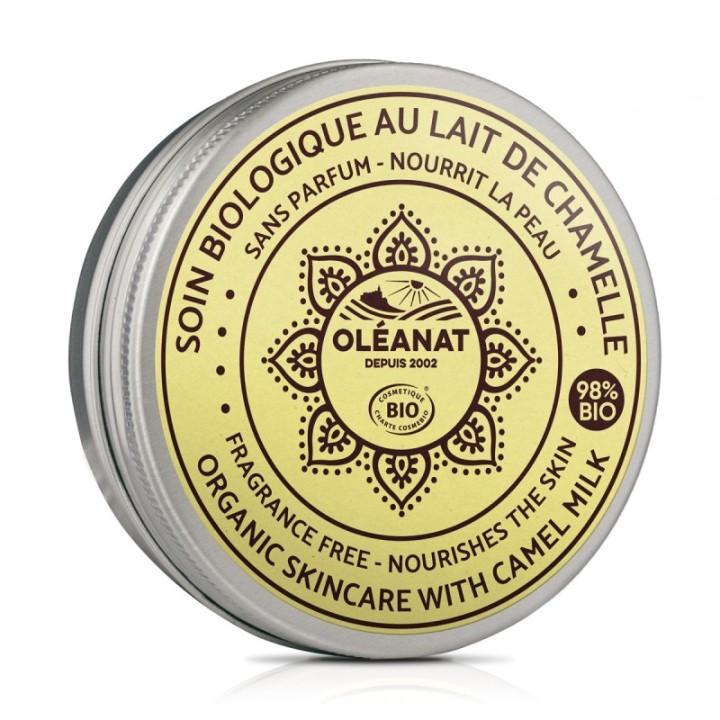 Baume de soin BIO au lait de chamelle pour visage et corps, sans parfum - 50ml - Oléanat