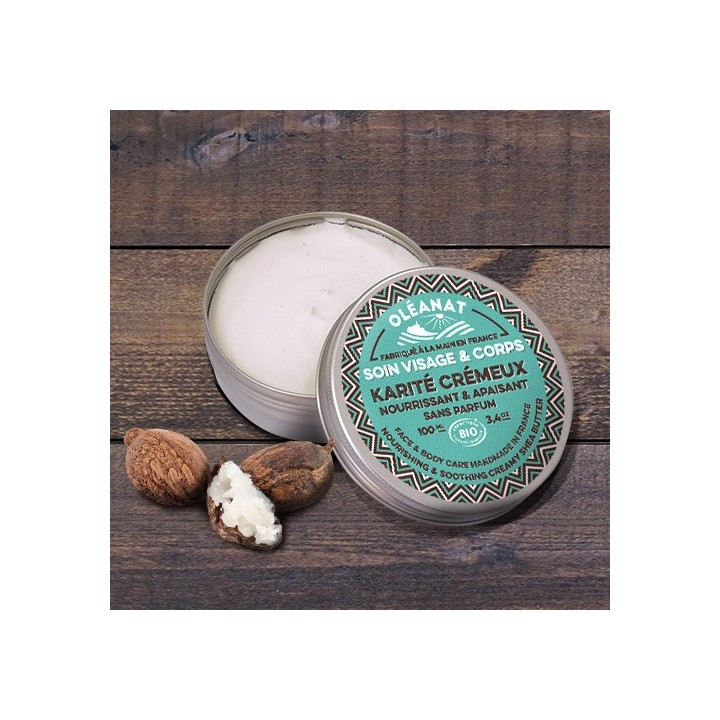Beurre de karité crémeux BIO - Nourrissant, apaisant et sans parfum - 100 ml - Oléanat