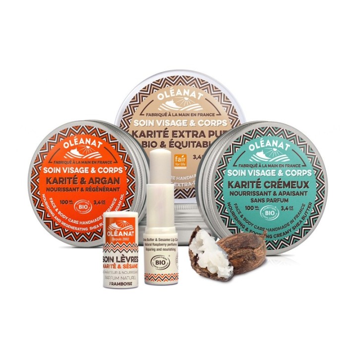 Burro di karité biologico extra puro, commercio equo e solidale e senza profumo - 100ml - Oléanat