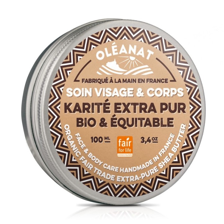 Burro di karité biologico extra puro, commercio equo e solidale e senza profumo - 100ml - Oléanat