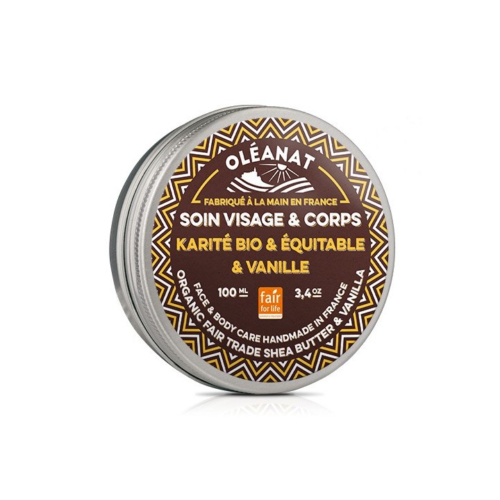 Burro di karité biologico alla vaniglia, Biologico e equo - 100ml - Oléanat