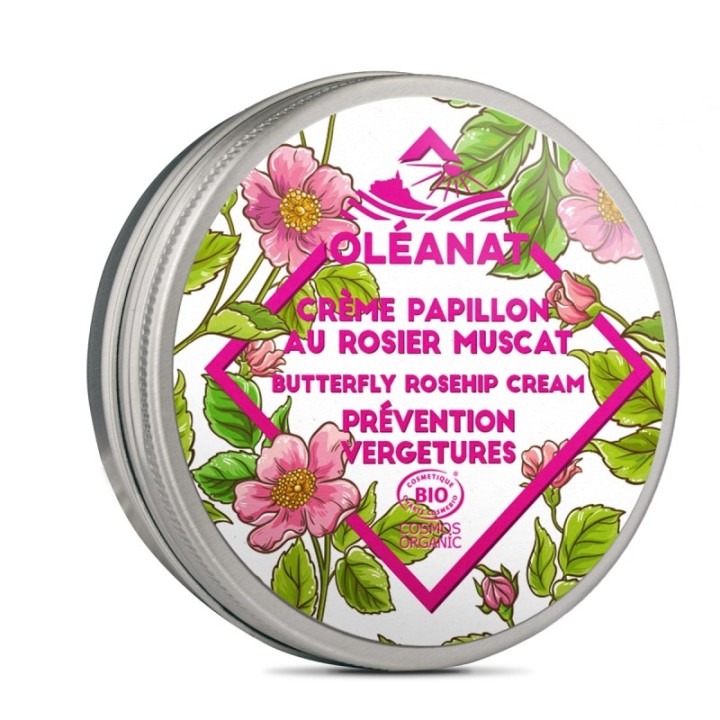 Crème Papillon au Rosier Muscat BIO, Cicatrices & vergetures - 50ml - Oléanat