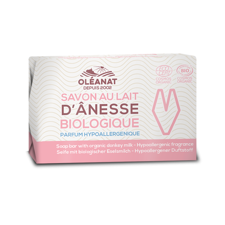 Sapone biologico,  con latte d'asina e burro di karité, profumo ipoallergenico - 100g - Oléanat