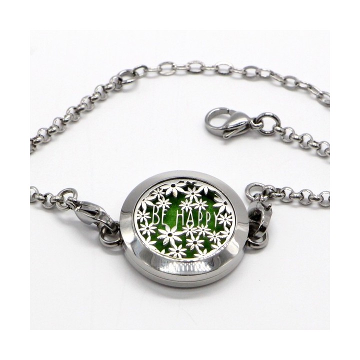 Aromatherapie-Armband aus Edelstahl, HAPPY - ZEN'Arôme
