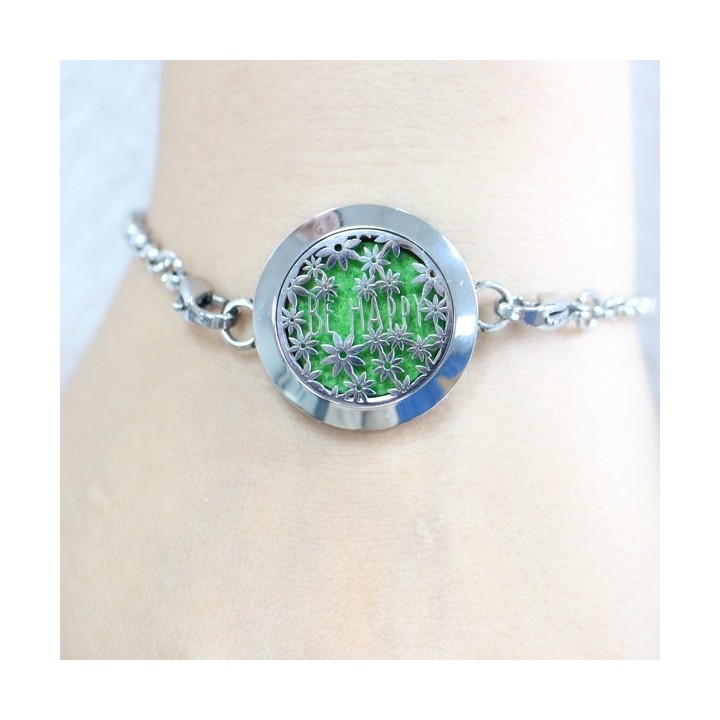 Bracelet d'Aromathérapie en inox, HAPPY - ZEN'Arôme