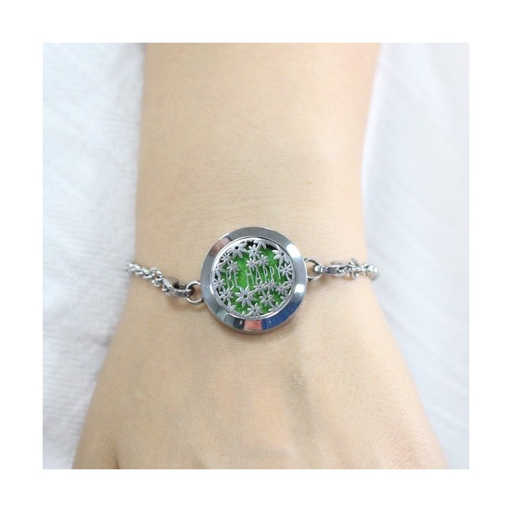 Bracelet d'Aromathérapie en inox, HAPPY - ZEN'Arôme