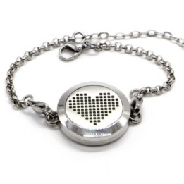 Bracciale in acciaio inossidabile per aromaterapia, COEUR PIXEL - ZEN'Arôme