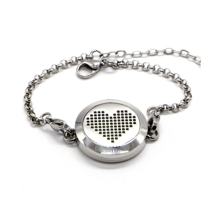 Bracciale in acciaio inossidabile per aromaterapia, COEUR PIXEL - ZEN'Arôme
